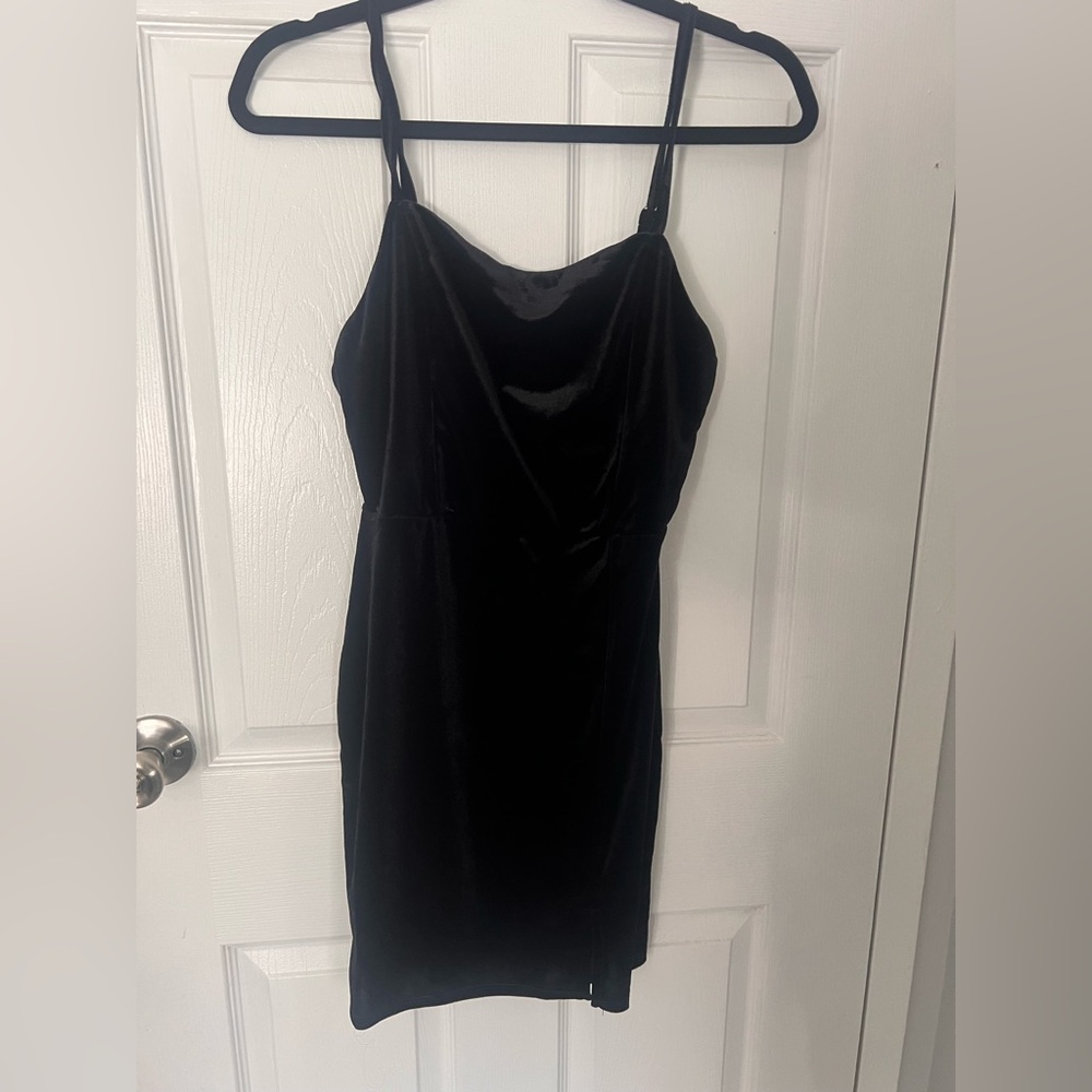 New Black Velvet Mini Dress